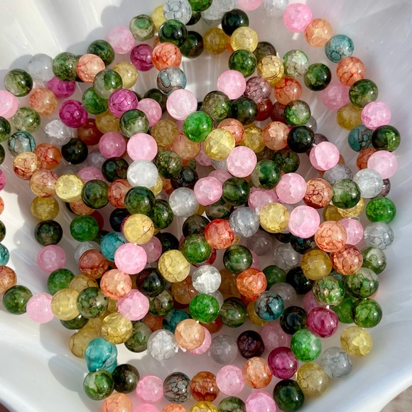 Artisan Jewelry - Gumball Crackle Glass Beaded Bracelets NWOT